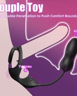 Acmejoy – 9 Thrusting & Vibrating Prostate Massager with Dual Cocking Rings Testicular Stimulator