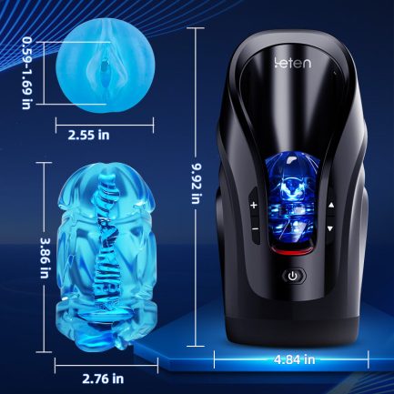 Acmejoy -Leten 3D Fleshy Telescopic Vibrating Automatic Male Masturbator Blowjob Stroker - 图片 3