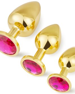 Acmejoy 3 Pieces Gold Butt Plug