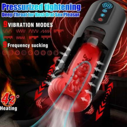 Acmejoy - 9 Telescopic Vibration Sucking Heated Aircraft Male Stroker - 图片 4