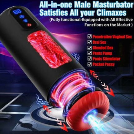 Acmejoy - 9 Telescopic Vibration Sucking Heated Aircraft Male Stroker - 图片 3