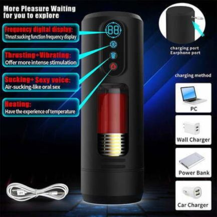 Acmejoy - 9 Telescopic Vibration Sucking Heated Aircraft Male Stroker - 图片 5