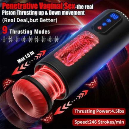 Acmejoy - 9 Telescopic Vibration Sucking Heated Aircraft Male Stroker - 图片 2