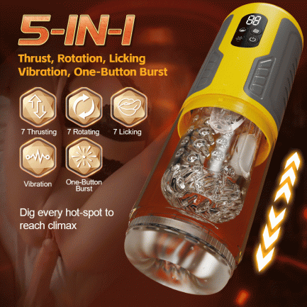 CREAMPIE - 5 IN 1 Licking Massage Thrust Rotation Vibrating Burst Stroker - 图片 7