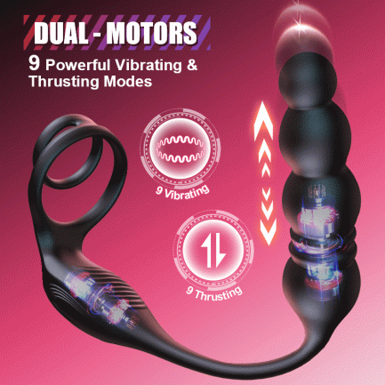 Ethan -  Thrusting & Vibrating Prostate Massager with Cock Ring - 图片 9