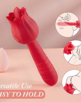 Acmejoy Red Rose Low Noise 5 Thrusting & Vibrating 7 Tongue Licking Vibrator
