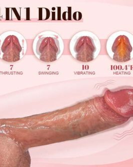AcmeJoy IPX7 Waterproof 7 Thrusting Swinging 10 Vibrating Heating Lifelike Dildo 8.46 Inch