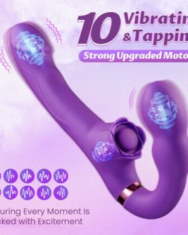 Loria – for Couples 10 Tapping & Vibrating G-spot Clit Stimulator Strapless Double-ended Remote Control Dildo