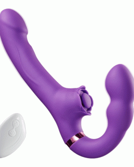 Loria – for Couples 10 Tapping & Vibrating G-spot Clit Stimulator Strapless Double-ended Remote Control Dildo