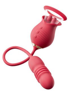 Acmejoy Rose 10 Tongue Licking & Thrusting Dildo Vibrator Clitoris and Nipple Stimulator