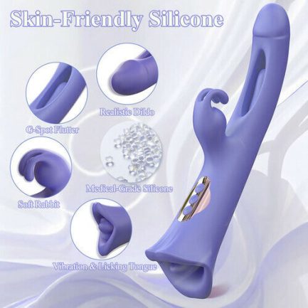 Acmejoy - Clit Nipple Anal Stimulation Rabbit Licking Vibrating Flapping 4 IN 1 Stimulator - 图片 3