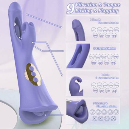 Acmejoy - Clit Nipple Anal Stimulation Rabbit Licking Vibrating Flapping 4 IN 1 Stimulator - 图片 5