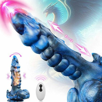 Acmejoy - 8 Thrusting Vibrating Swing Heating Huge Dildo with Suction Cup 9.5 Inch
