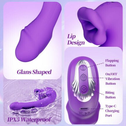 Acmejoy - Upgraded Mouth-Shaped 3 In 1 Flapping & Biting & Toungue Licking G-spot Vibrator - 图片 2