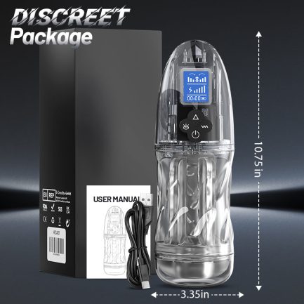 Rogen - Fully Transparent Vibrating Sucking Voice Male Mechanical Stroker - 图片 4