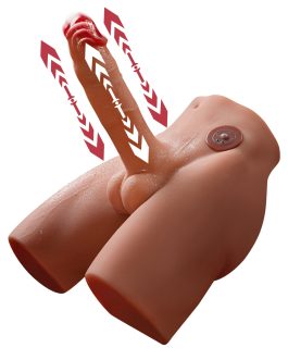 Eronight – Realistic Butt with 7 Inch Thrusting Vibrating Dildo Brown