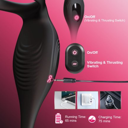 Ethan -  Thrusting & Vibrating Prostate Massager with Cock Ring - 图片 5
