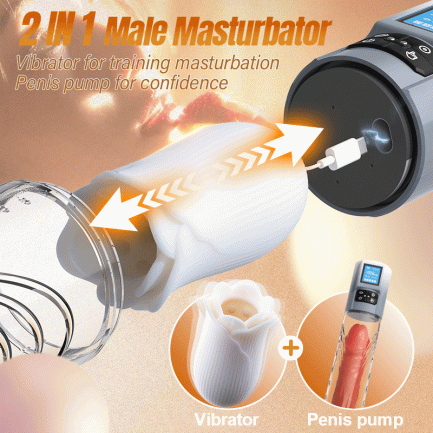 Acmejoy - Robert 2 IN 1 Powerful Vibrating Masturbator Penis Pump with Manual Mode - 图片 10