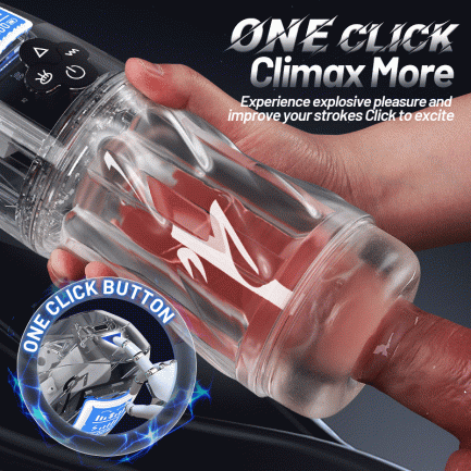 Rogen - Fully Transparent Vibrating Sucking Voice Male Mechanical Stroker - 图片 7