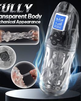 Rogen – Fully Transparent Vibrating Sucking Voice Male Mechanical Stroker
