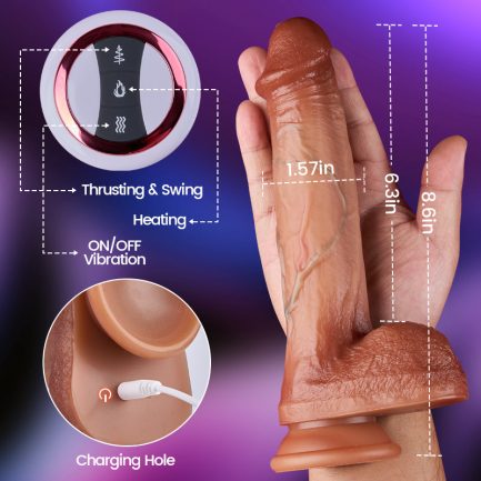 MASK - Bloodshot Thrusting Swinging Heating Dildo for G and P-spot 8.6 Inch - 图片 6