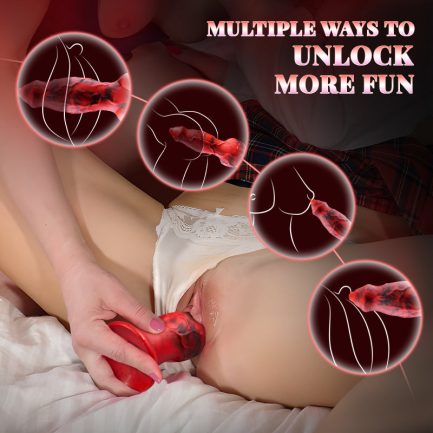 THREESOME - Heating 8 Telescopic Vibrations Knotted Beastly Dildo - 图片 2