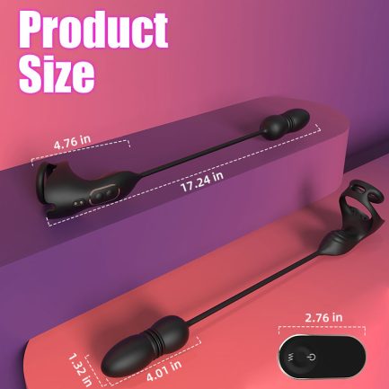 Acmejoy - 9 Thrusting & Vibrating Prostate Massager with Dual Cocking Rings Testicular Stimulator - 图片 7