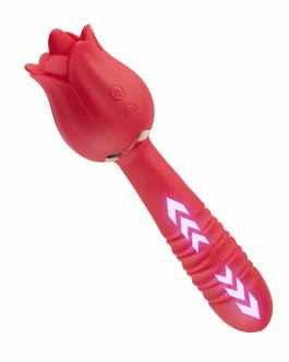 Acmejoy Red Rose Low Noise 5 Thrusting & Vibrating 7 Tongue Licking Vibrator