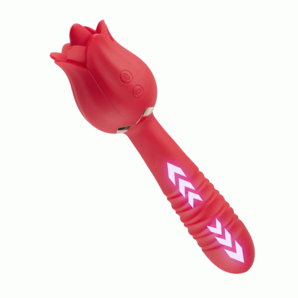 Acmejoy Red Rose Low Noise 5 Thrusting & Vibrating 7 Tongue Licking Vibrator