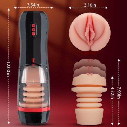 ROKA - Lifelike Vaginal Entrance Thrusting Vibrating Vocal Masturbator Stroker - 图片 4